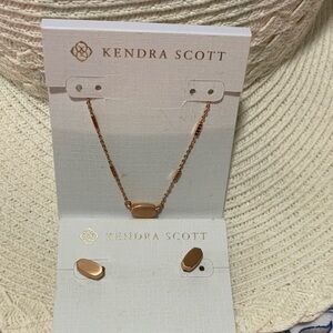 Kendra Scott Rose Gold Olivia Pendant Necklace with Matching Studs
